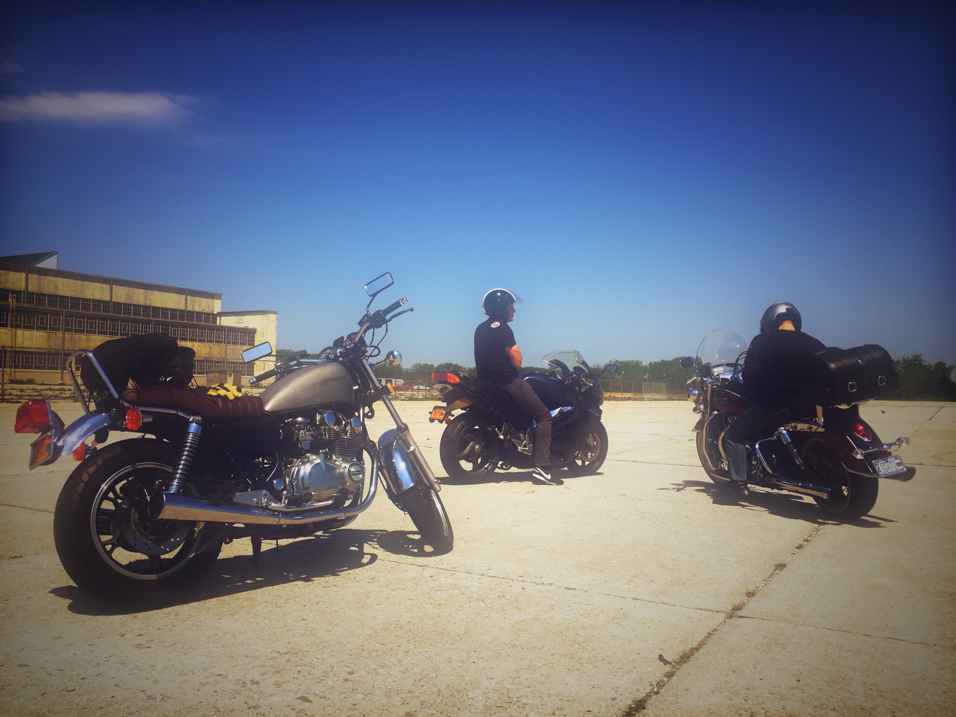 Three Motorcycles in Floyd Bennett Field