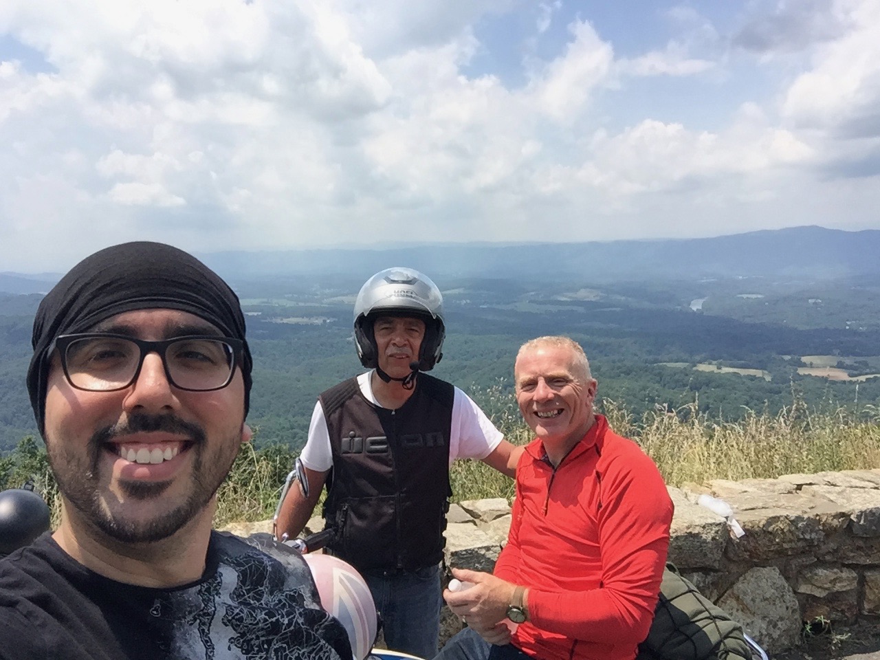 Three Motorcycle Riders at Skyline Drive