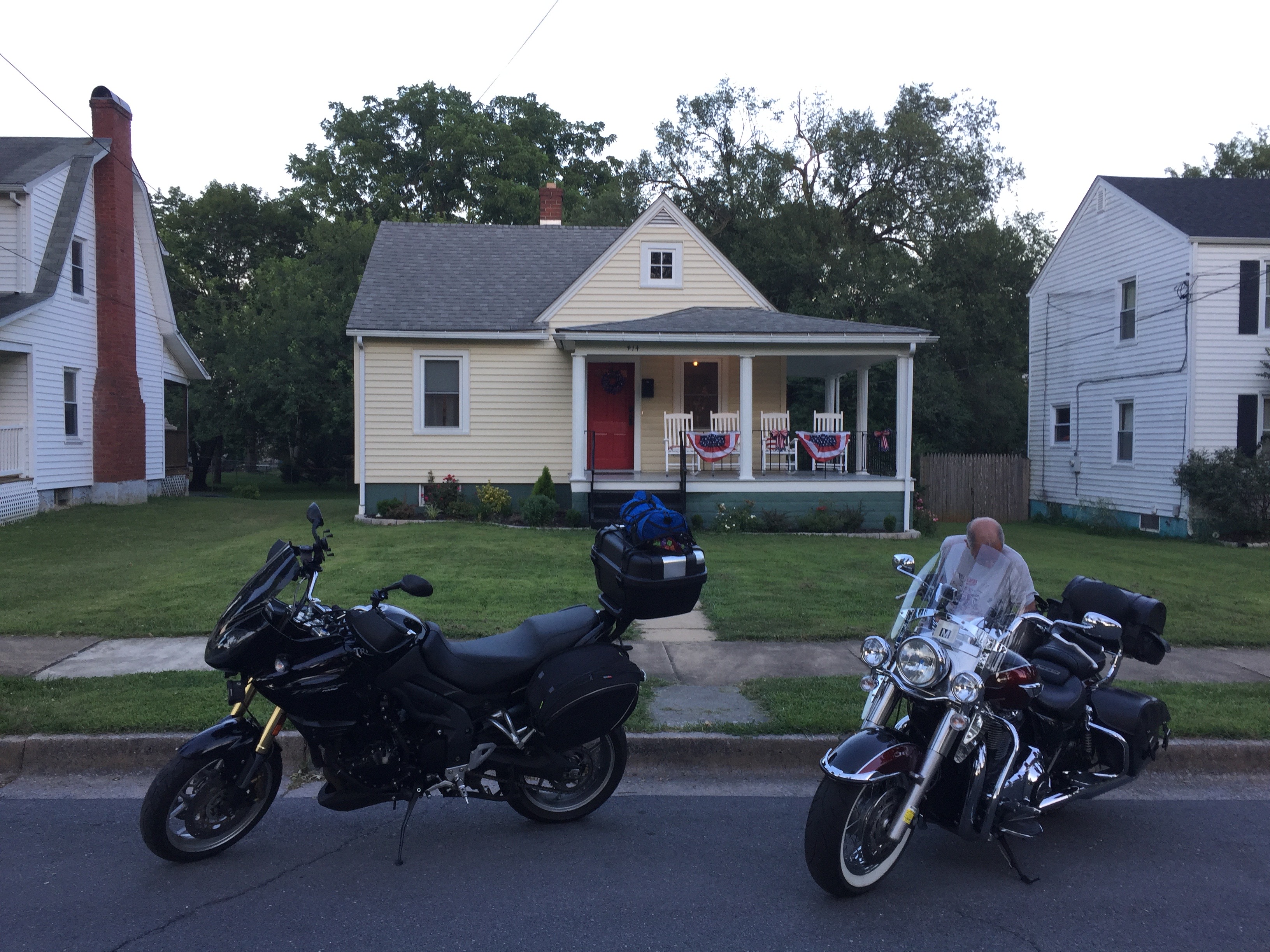 Two Motorcycles Parked in front of a house in VA